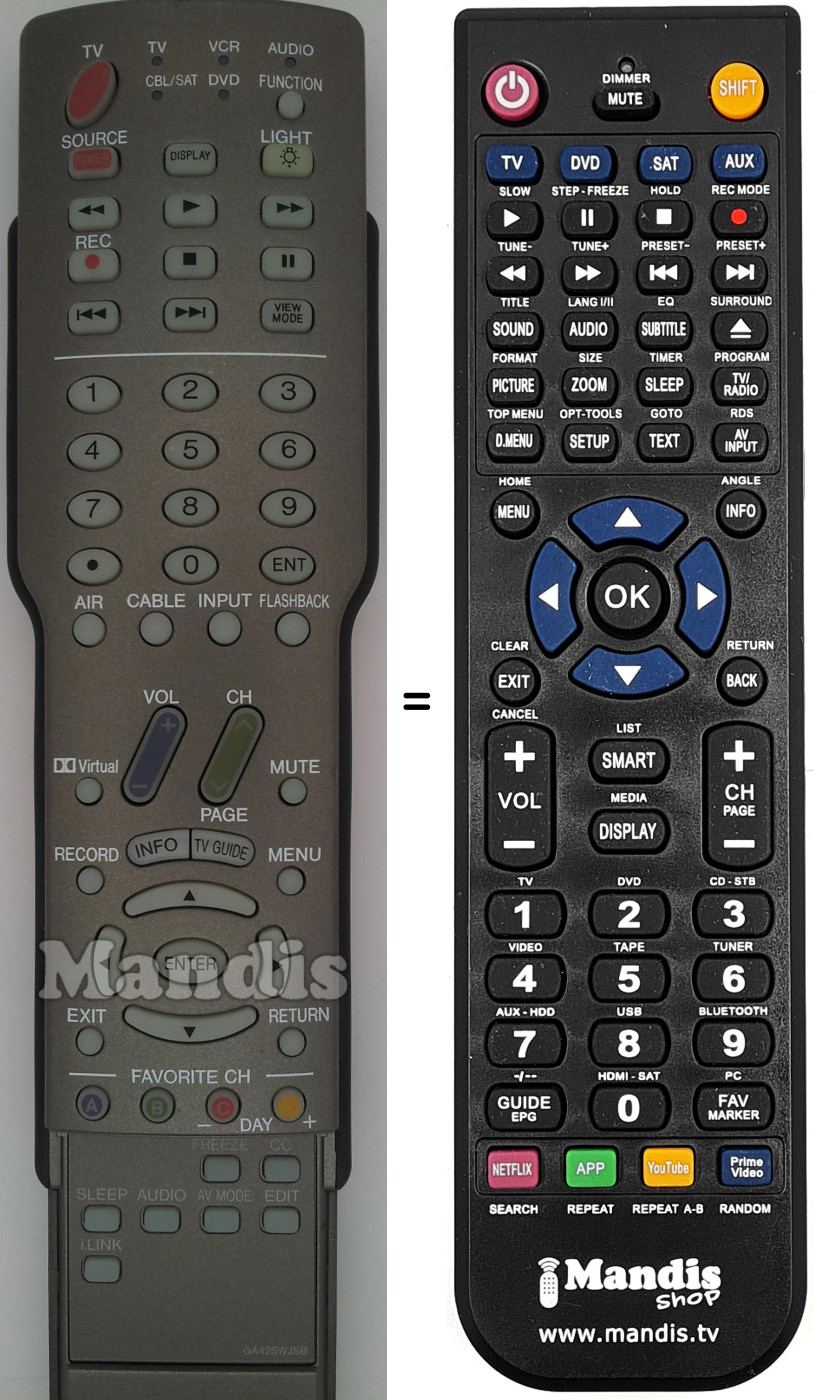 Télécommande équivalente Sharp GA425WJSB