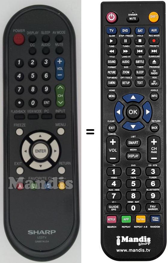 Télécommande équivalente Sharp GA667WJSA