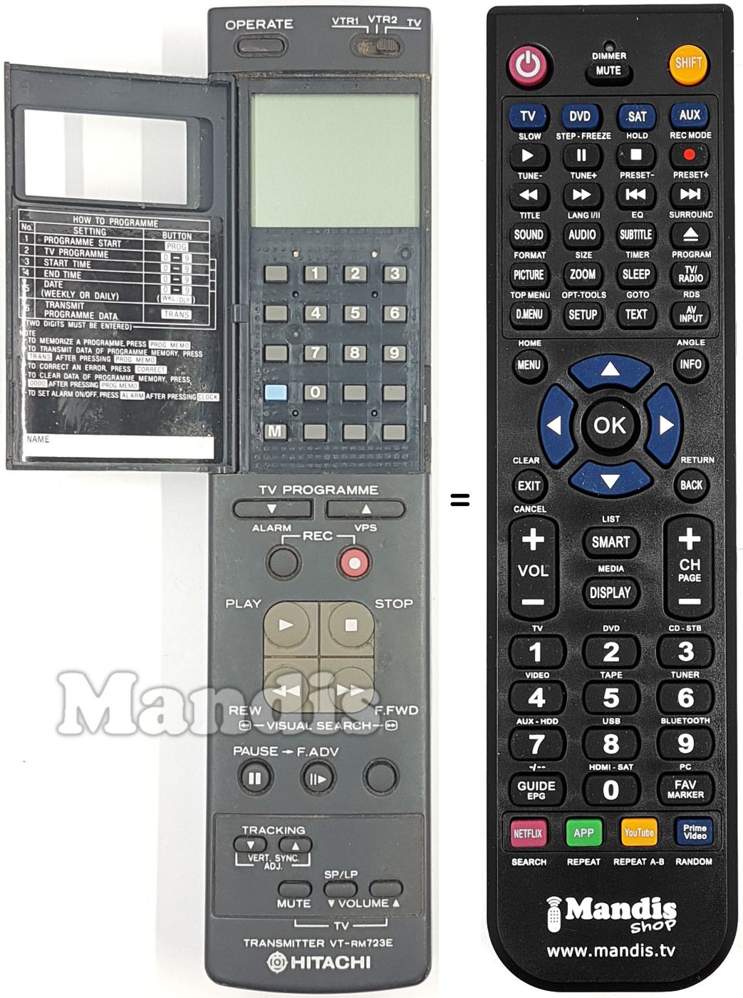 Gleichwertige Fernbedienung Hitachi VT-RM 723 E