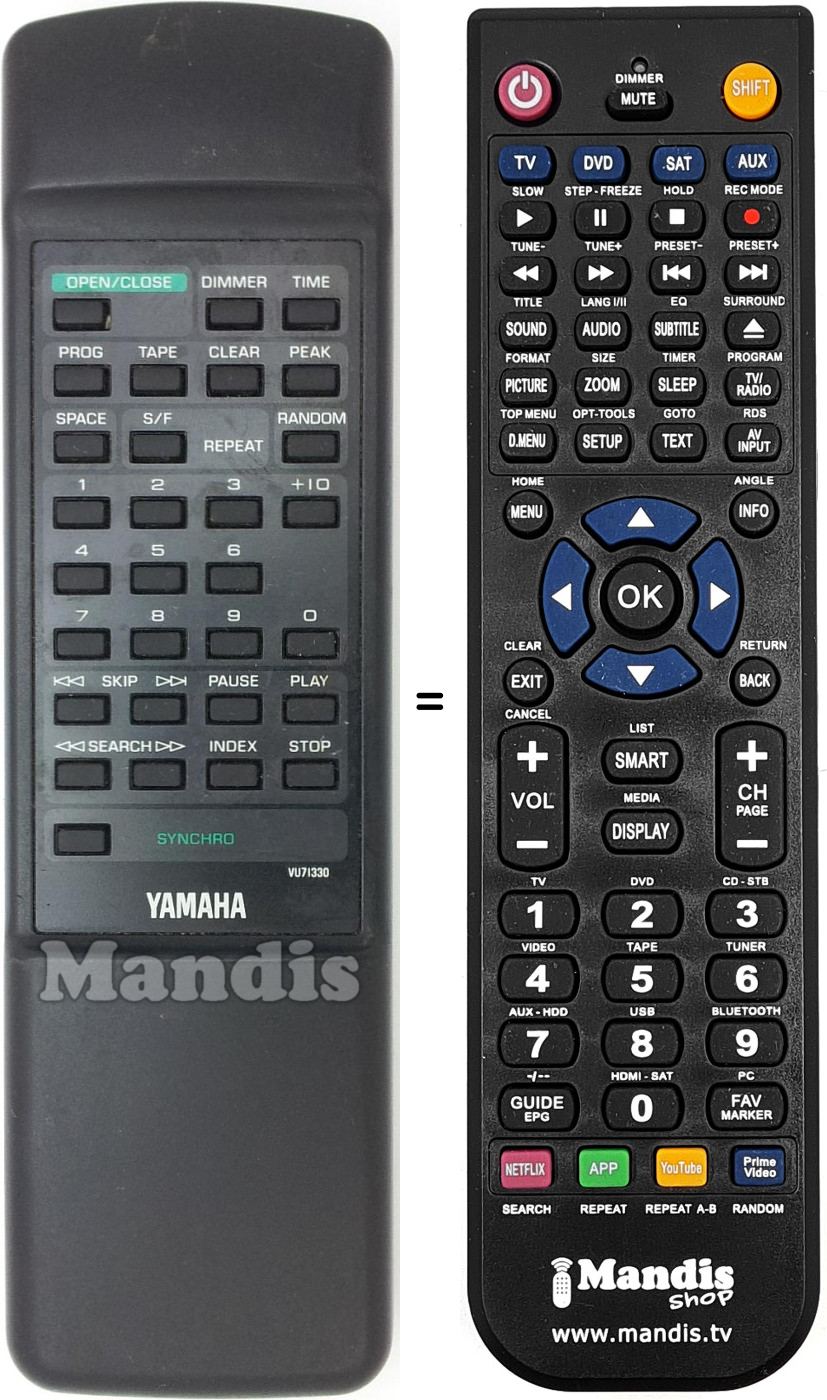 Gleichwertige Fernbedienung Yamaha VU713300