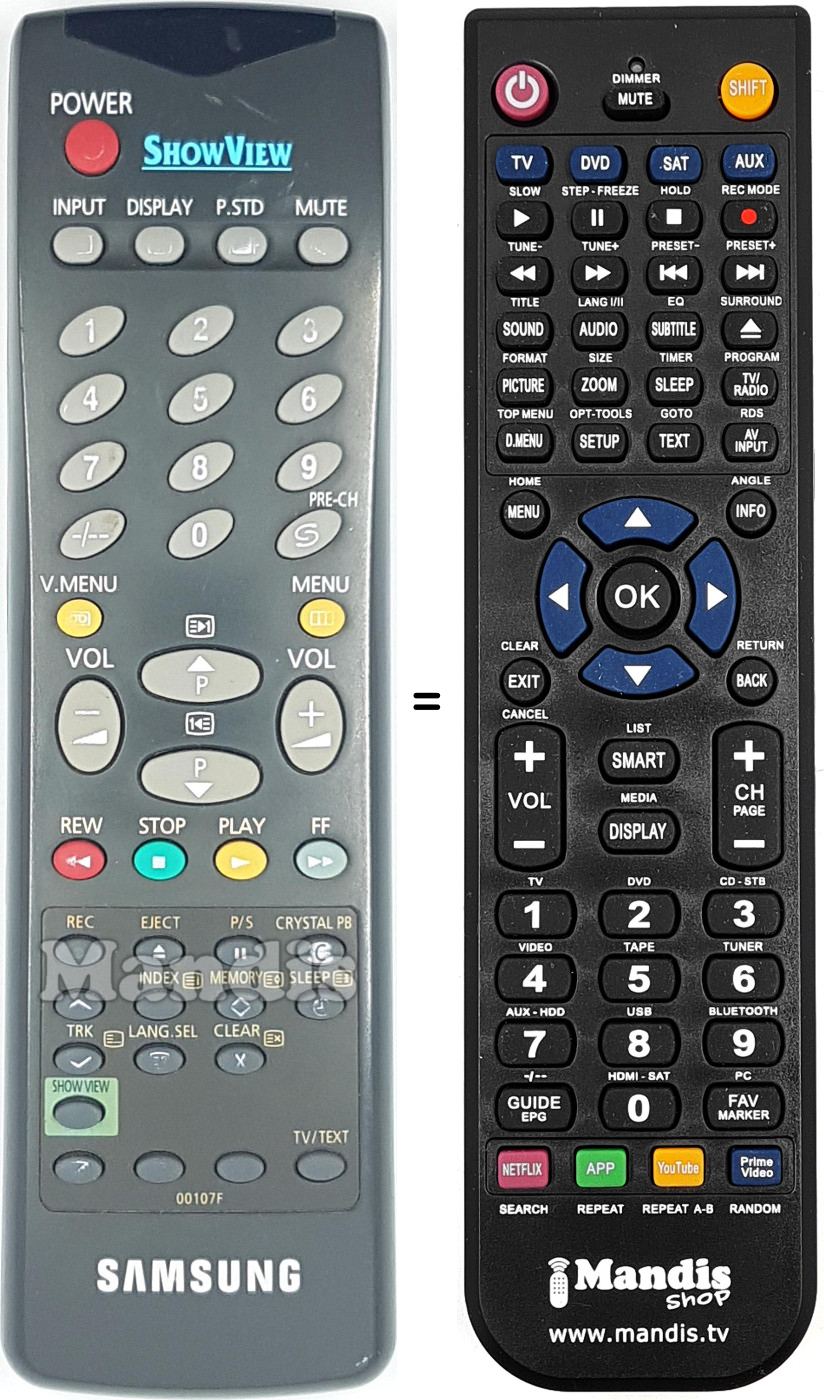 Replacement remote control Samsung 00107 F