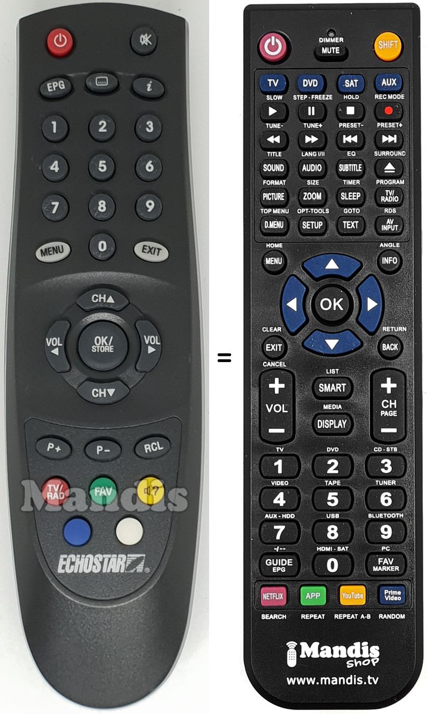 Gleichwertige Fernbedienung Echostar003