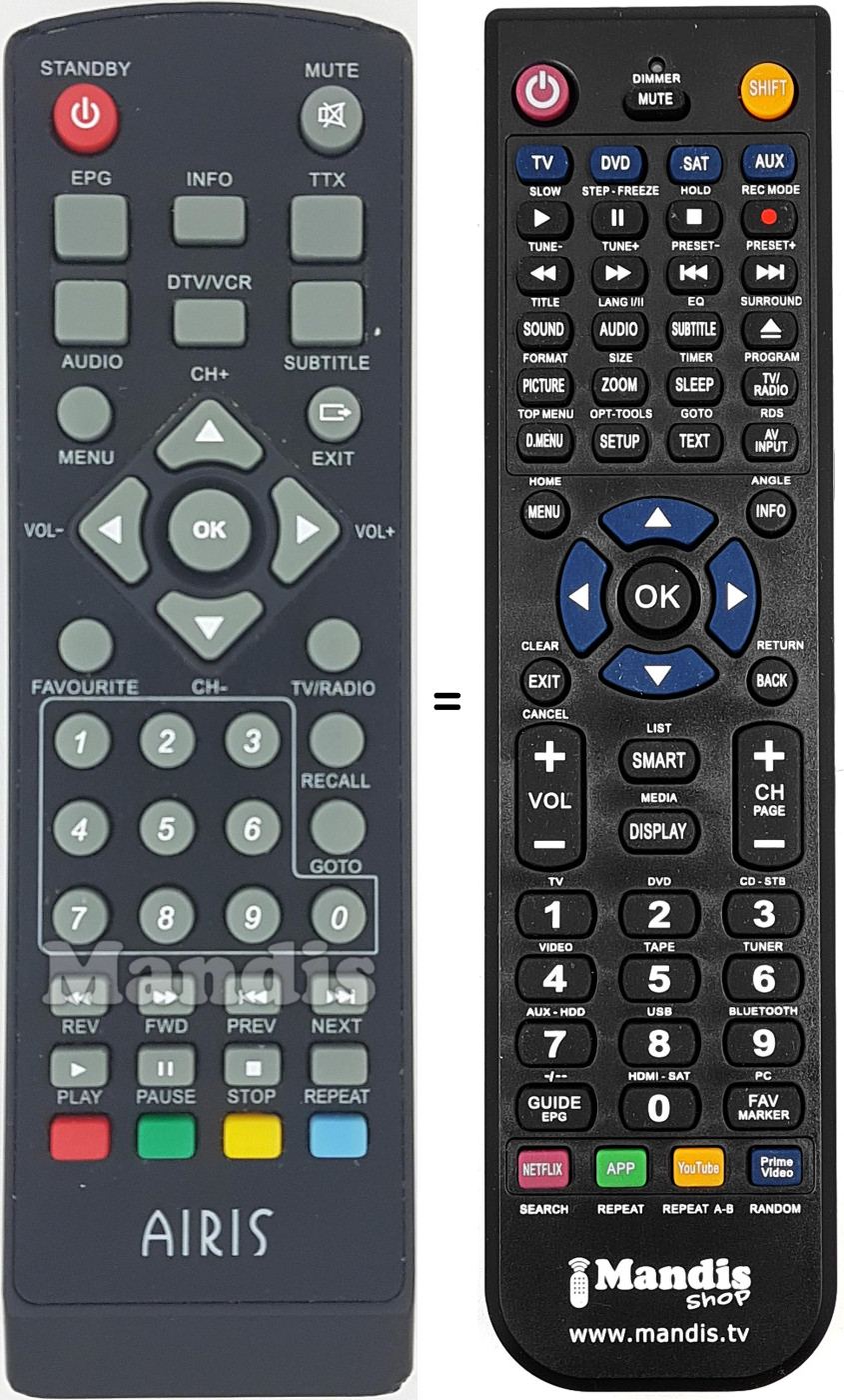 Télécommande équivalente AIRIS012