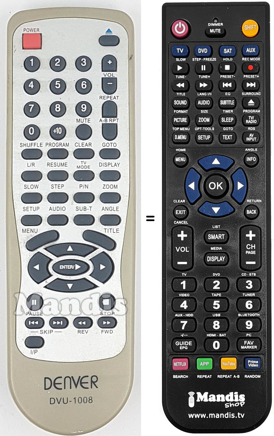 Télécommande équivalente DVU-1008