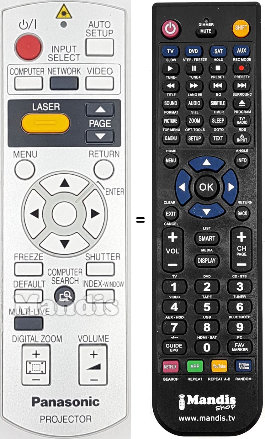 Gleichwertige Fernbedienung Panasonic N2QAYB000152