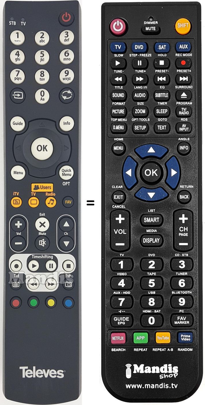 Télécommande équivalente REMCON1618
