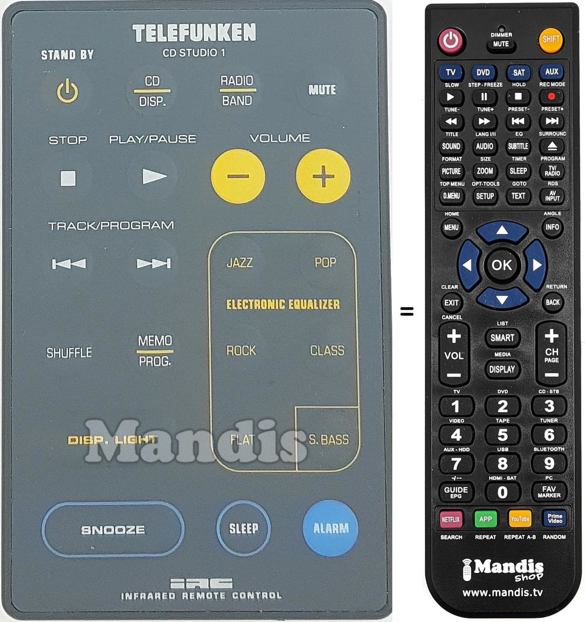Télécommande équivalente TELEFUNKEN002