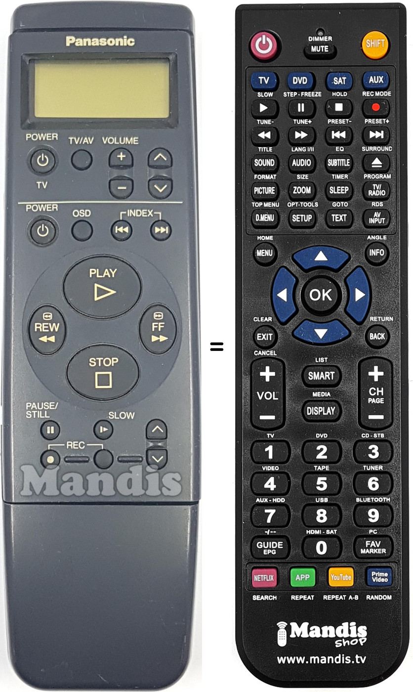 Gleichwertige Fernbedienung Panasonic VEQ1866