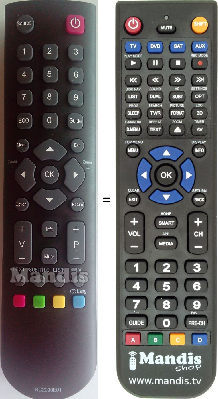 Replacement remote control Tcl L 40 B 2800 F