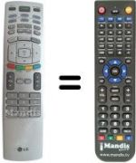 Télécommande équivalente LG 6710V00141K