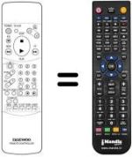 Replacement remote control Daewoo DVR8680SV