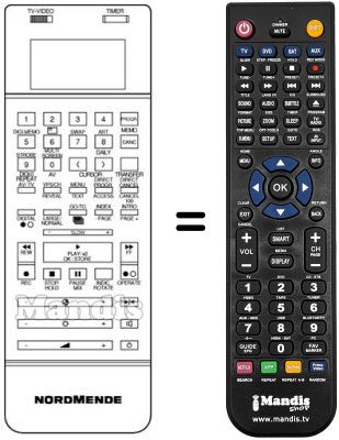 Télécommande équivalente NordMende V 1805 K Télécommande équivalente NordMende V 1805 K