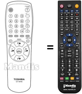 Télécommande équivalente CT-816 Télécommande équivalente CT-816