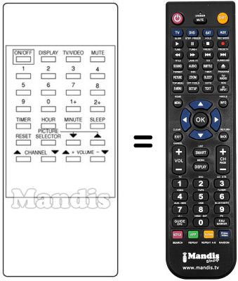 Gleichwertige Fernbedienung Daewoo DMQ 10 B Gleichwertige Fernbedienung Daewoo DMQ 10 B