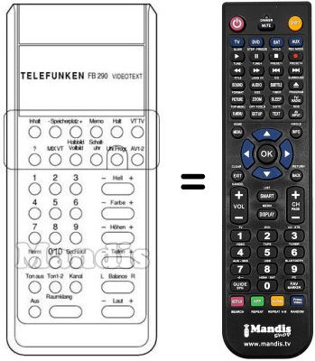 Replacement remote control FB 290 VT