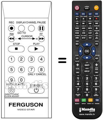 Télécommande équivalente FV 50B VIDEOSTAR Télécommande équivalente FV 50B VIDEOSTAR