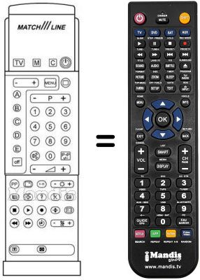 Télécommande équivalente PYE MATCH LINE 29 PT 910 B Télécommande équivalente PYE MATCH LINE 29 PT 910 B