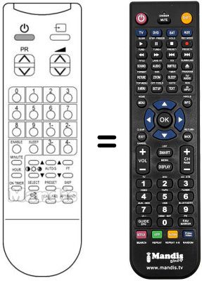 Gleichwertige Fernbedienung Daewoo 2075ST Gleichwertige Fernbedienung Daewoo 2075ST