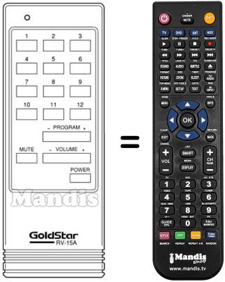 Replacement remote control RV 15A