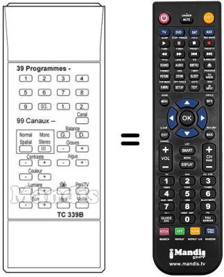 Replacement remote control TC 339 B