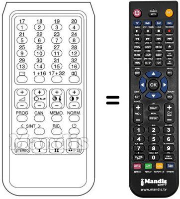 Replacement remote control TELECOMPUTER 99-32 STEREO