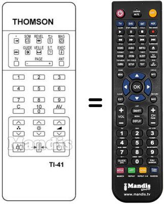 Gleichwertige Fernbedienung TI 41 Gleichwertige Fernbedienung TI 41