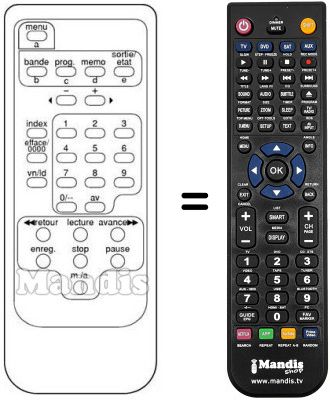 Télécommande équivalente Thomson VK 200 PS Télécommande équivalente Thomson VK 200 PS