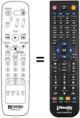 Télécommande équivalente VR 212 LVA Télécommande équivalente VR 212 LVA