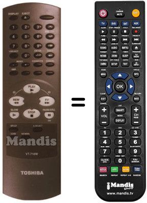 Télécommande équivalente Toshiba V 720 W Télécommande équivalente Toshiba V 720 W