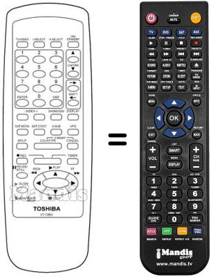 Télécommande équivalente Toshiba V 828 G Télécommande équivalente Toshiba V 828 G