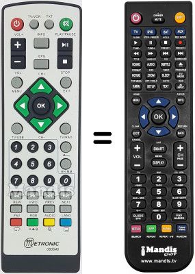 Gleichwertige Fernbedienung Metronic ZAP BOX USB PLAYER