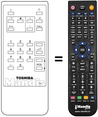 Télécommande équivalente Toshiba 23120005 Télécommande équivalente Toshiba 23120005