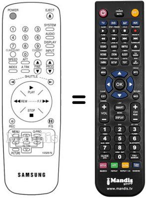 Télécommande équivalente Samsung SV600XH Télécommande équivalente Samsung SV600XH