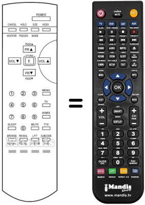 Télécommande équivalente Thorn CT514TN Télécommande équivalente Thorn CT514TN