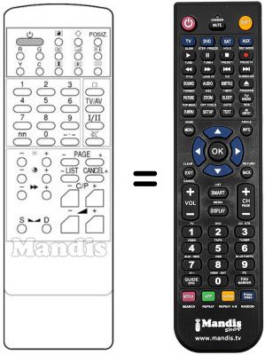 Télécommande équivalente Daewoo DMQ2997 Télécommande équivalente Daewoo DMQ2997