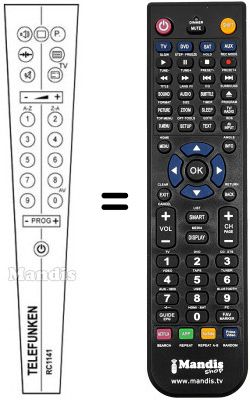Télécommande équivalente Telefunken F352M Télécommande équivalente Telefunken F352M