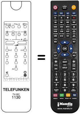 Télécommande équivalente Telefunken F428M Télécommande équivalente Telefunken F428M