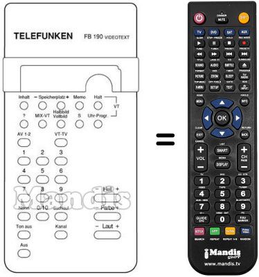 Gleichwertige Fernbedienung Telefunken A320S Gleichwertige Fernbedienung Telefunken A320S