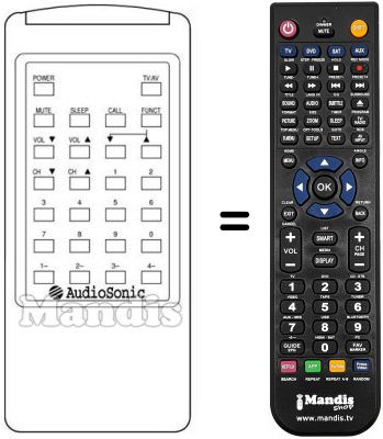 Replacement remote control Audiosonic KT8347