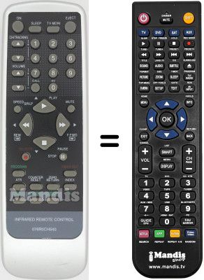 Replacement remote control Pacific 076ROCH540-VER-1 Replacement remote control Pacific 076ROCH540-VER-1