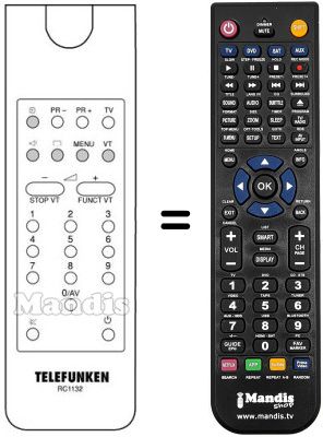 Télécommande équivalente Telefunken FS532M Télécommande équivalente Telefunken FS532M