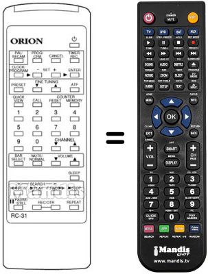 Gleichwertige Fernbedienung RC31