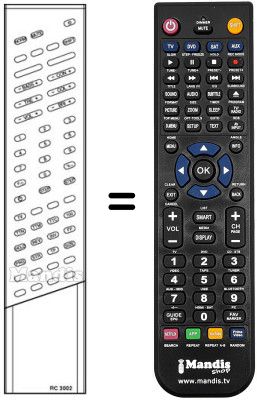 Gleichwertige Fernbedienung RC3002
