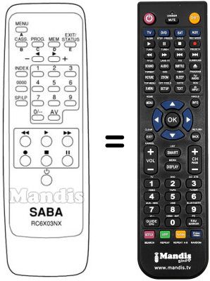 Replacement remote control RC6X03NX