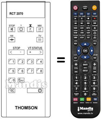 Télécommande équivalente RCT2070 Télécommande équivalente RCT2070