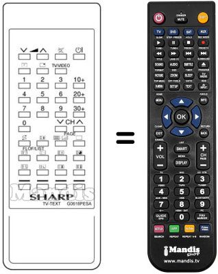 Replacement remote control Sharp RRMCG0618PESA