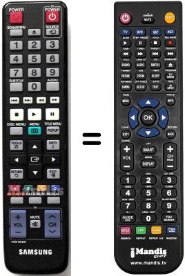 Télécommande équivalente Samsung BDC5300 Télécommande équivalente Samsung BDC5300