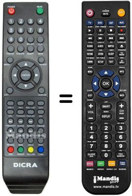 Replacement remote control DICRA TVLED225F HD