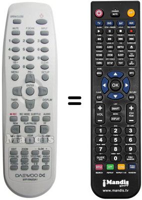 Télécommande équivalente Daewoo DRX1105 Télécommande équivalente Daewoo DRX1105