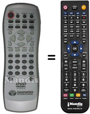 Replacement remote control Daewoo DVD8000F